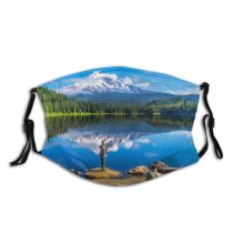 yanfind Idyllic Lake Calm Pine Leisure Recreation Mountain Daytime Coniferous Tranquil Scenery Capped Dust Washable Reusable Filter and Reusable Mouth Warm Windproof Cotton Face