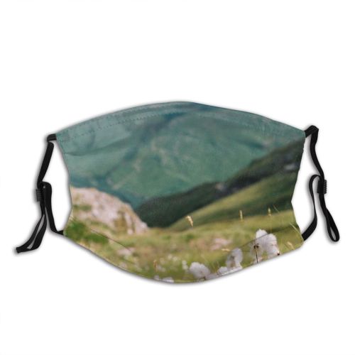 yanfind Idyllic Sight Mountain Slopes Clouds Plants Daytime Tranquil Scenery Mountains Peak Grass Dust Washable Reusable Filter and Reusable Mouth Warm Windproof Cotton Face