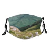 yanfind Idyllic Sight Mountain Slopes Clouds Plants Daytime Tranquil Scenery Mountains Peak Grass Dust Washable Reusable Filter and Reusable Mouth Warm Windproof Cotton Face