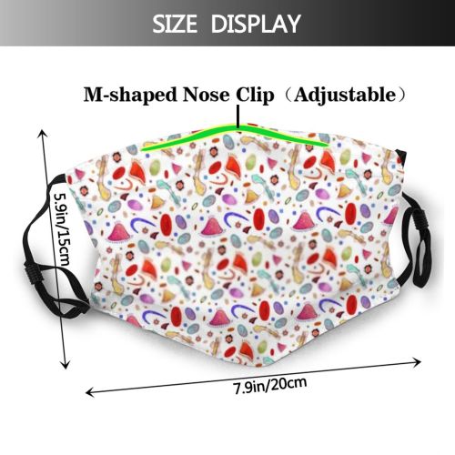 yanfind Candy Decor Mushrooms Fashion Inhabitants Dot Cute Seamless Colorful Beetles Raspberry Rastaman Dust Washable Reusable Filter and Reusable Mouth Warm Windproof Cotton Face