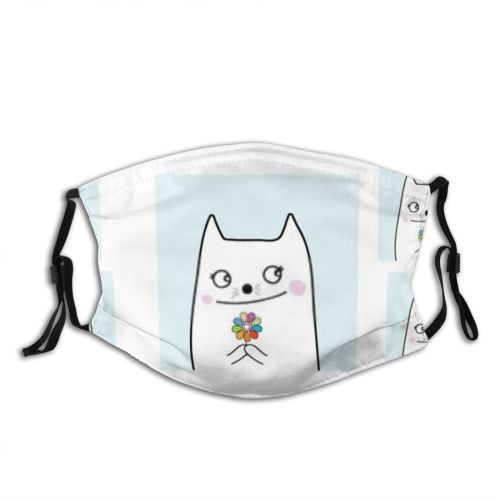 yanfind Abstract Decor Fashion Kawaii Cat Cute Seamless Colorful Doodle Child Baby Design Dust Washable Reusable Filter and Reusable Mouth Warm Windproof Cotton Face