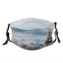 yanfind Winter Mist Hill Sky Winter Natural Atmospheric Fog Landscape Mountain Sky Snow Dust Washable Reusable Filter and Reusable Mouth Warm Windproof Cotton Face