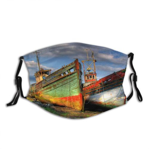 yanfind Wreckage Vehicle Vessel Ship Coast Cloud Boat Scotland Sailing Derelict Sky Ship Dust Washable Reusable Filter and Reusable Mouth Warm Windproof Cotton Face