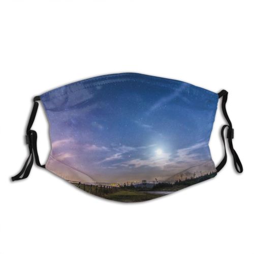 yanfind Built Building Constellation Structure Night Star Science Land Scene Illuminated Milky Galaxy Dust Washable Reusable Filter and Reusable Mouth Warm Windproof Cotton Face