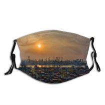 yanfind Industrial Transportation Golden Sunset Shipping Downtown Evening Harbor Sea Export Port Drone Dust Washable Reusable Filter and Reusable Mouth Warm Windproof Cotton Face