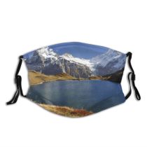 yanfind Ice Lake Daylight Frost Hike Field Frosty Mountain Mountains Peak Beautiful Winter Dust Washable Reusable Filter and Reusable Mouth Warm Windproof Cotton Face