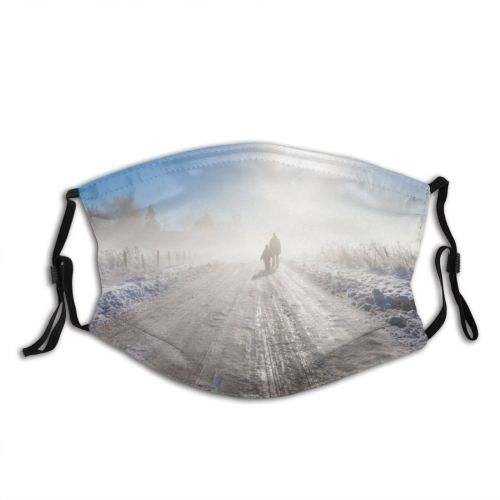 yanfind Ice Europe Estonia Scandinavia Snowdrift Landscape Solitude Girls Rural Scene Snow Sky Dust Washable Reusable Filter and Reusable Mouth Warm Windproof Cotton Face