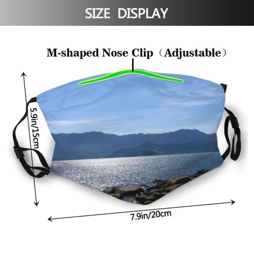 yanfind Highland Lake Sound Wilderness Coast Mountain Sky Ilha Island Beach Praia Paisagem Dust Washable Reusable Filter and Reusable Mouth Warm Windproof Cotton Face