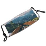 yanfind Idyllic Wooden Pine Sight Mountain Clouds Evergreen Tranquil Fence Scenery High Mountains Dust Washable Reusable Filter and Reusable Mouth Warm Windproof Cotton Face