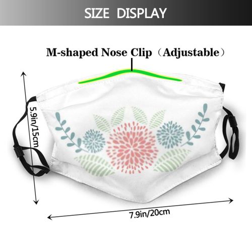 yanfind  Spring Flower Decor Vintage Garden Calligraphy Flora Romantic Plant Retro Hello Dust Washable Reusable Filter and Reusable Mouth Warm Windproof Cotton Face