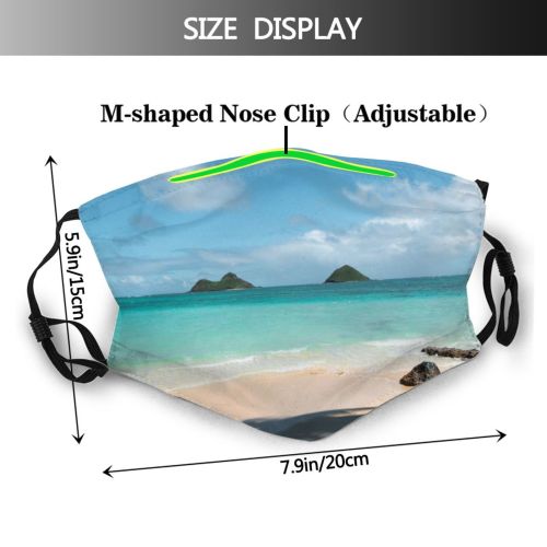 yanfind Idyllic Tropical Shore Vacation Daylight Shadows Relaxation Leisure Sea Clouds Beach Getaway Dust Washable Reusable Filter and Reusable Mouth Warm Windproof Cotton Face