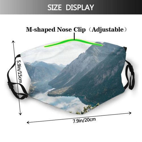 yanfind Lake Clouds River Scenery Mountains Valley Alps Outdoors Wilderness Sky Reflection Landscape   Dust Washable Reusable Filter and Reusable Mouth Warm Windproof Cotton Face