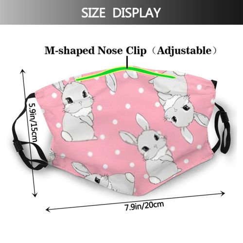 yanfind Childish Little Cute Easter Friendly Seamless Trendy Hare Pastel Rabbit Cheerful Child Dust Washable Reusable Filter and Reusable Mouth Warm Windproof Cotton Face