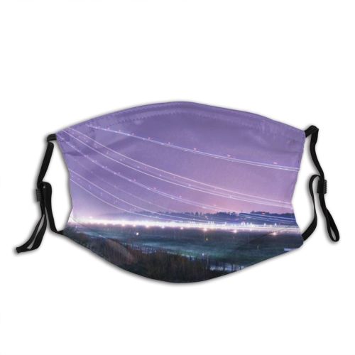 yanfind Igniting East Sunset Airport Landscape Commercial Majestic Sichuan Tranquility Tree Scene Night Dust Washable Reusable Filter and Reusable Mouth Warm Windproof Cotton Face