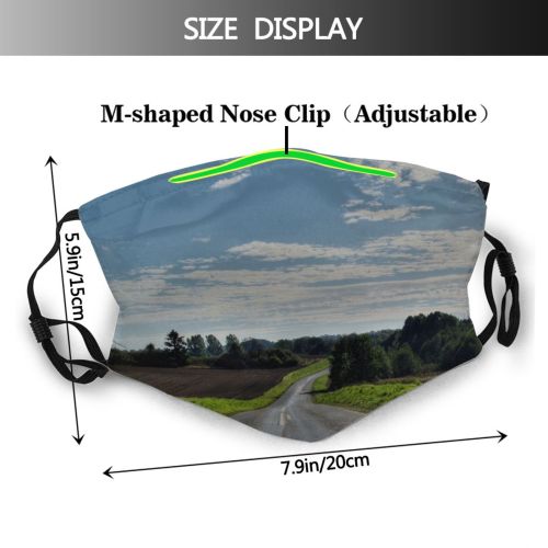 yanfind HDR Path Natural Autumn Asphalt Cloud Landscape Sky Street Road Lane Tree Dust Washable Reusable Filter and Reusable Mouth Warm Windproof Cotton Face