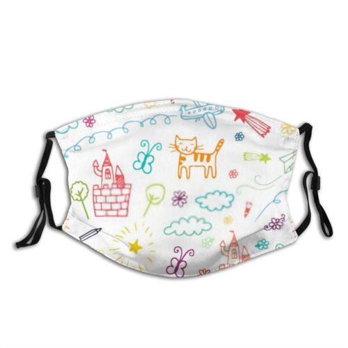 yanfind Castle Smile Kid Star Child Art Cat Butterfly Decoration Sky Texture Airplane Dust Washable Reusable Filter and Reusable Mouth Warm Windproof Cotton Face