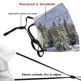 yanfind Frost Coniferous Frozen Powder Tranquility Polar Tree Scene Snow Forest Norway Sky Dust Washable Reusable Filter and Reusable Mouth Warm Windproof Cotton Face