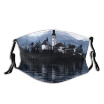 yanfind Lake Focus Dawn Tower Traditional River Mountains Winter Beautifu Castle Church Snow Dust Washable Reusable Filter and Reusable Mouth Warm Windproof Cotton Face