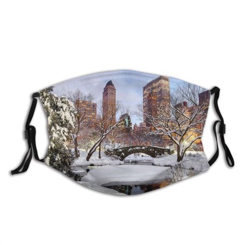 yanfind Public Central Skyscraper Four Manhattan Seasons District Built Snow City Architecture York Dust Washable Reusable Filter and Reusable Mouth Warm Windproof Cotton Face
