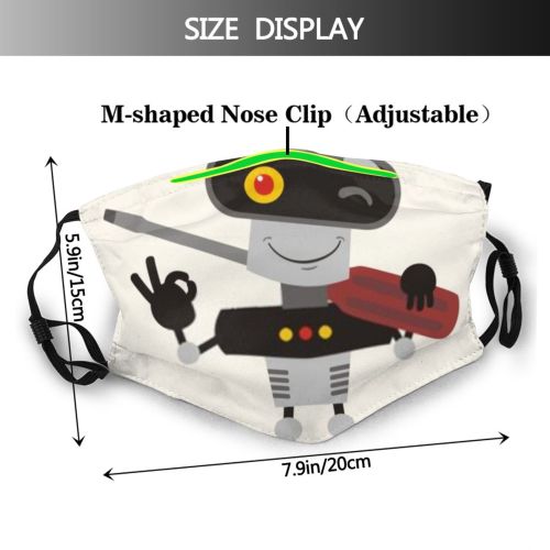 yanfind Isolated Cute Big Engineer Mechanic Technology Design Science Art Cyborg Happy Worker Dust Washable Reusable Filter and Reusable Mouth Warm Windproof Cotton Face