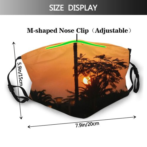 yanfind Morning Palms Hot Sun Athens Greece Sunset Sky Afterglow Palm Sunrise Tree Dust Washable Reusable Filter and Reusable Mouth Warm Windproof Cotton Face