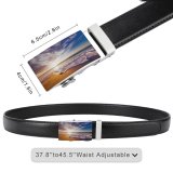 yanfind Belt Beautiful Sand Vacation Relaxing Surf Clouds Sunset Wood Landscape  Travel Men's Dress Casual Every Day Reversible Leather Belt