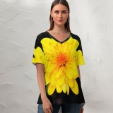 yanfind V Neck T-shirt for Women Plants Wallpapers Plant Asteraceae Blossom Flower Daisy Pollen Petal Daisies Free Summer Top  Short Sleeve Casual Loose