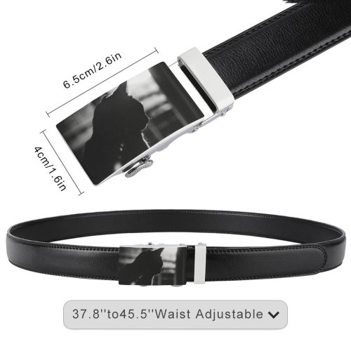 yanfind Belt  Focus Cat Depth Field  Pet Silhouette Grayscale Felidae Men's Dress Casual Every Day Reversible Leather Belt