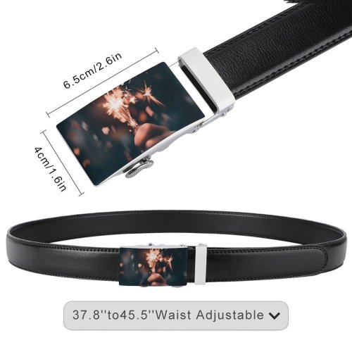 yanfind Belt  Festival Focus Dark  Fireworks Danger Evening Sparkler Light Luminescence Sparkling Men's Dress Casual Every Day Reversible Leather Belt