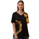 yanfind V Neck T-shirt for Women Chiara Lily Black Dark Kitten Cat Butterflies Glowing Manipulation Closeup Summer Top  Short Sleeve Casual Loose