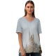 yanfind V Neck T-shirt for Women Castle Building Buena River Fun Wallpapers Lake Architecture Tree Free Church Summer Top  Short Sleeve Casual Loose