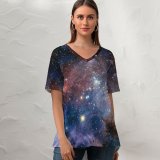 yanfind V Neck T-shirt for Women Space Carina Nebula Star Formation Astronomy Astrophysics Stars Young Stars Space Observation Summer Top  Short Sleeve Casual Loose