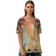 yanfind V Neck T-shirt for Women Living City Graffiti Vivid HQ Wallpapers Urban Mural Wallart Modern Art Summer Top  Short Sleeve Casual Loose