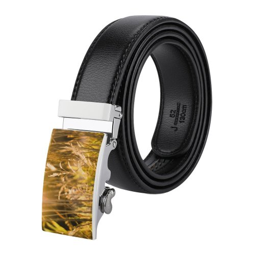 yanfind Belt  Farm Rye Rural Straw  Barley Sunset Grass Landscape Corn Farmland Men's Dress Casual Every Day Reversible Leather Belt