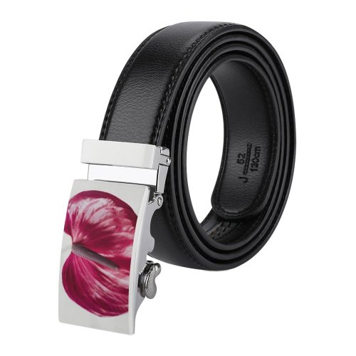 yanfind Belt  Detail Floral Purple Plant Design Decor Flamingo Overhead Season Top Romantic Men's Dress Casual Every Day Reversible Leather Belt