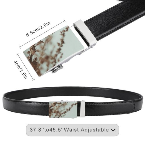 yanfind Belt  Focus Beautiful Plant Branch Dry Season Depth Autumn Field Growth Outdoors Men's Dress Casual Every Day Reversible Leather Belt