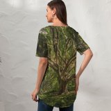 yanfind V Neck T-shirt for Women Land Flora HQ Landscape Public Wallpapers Fantasy Plant Outdoors Tree Forest Summer Top  Short Sleeve Casual Loose