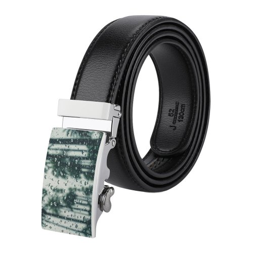 yanfind Belt  Dew Design Shining Palm Insubstantial Window Mist  Droplets Glass Men's Dress Casual Every Day Reversible Leather Belt