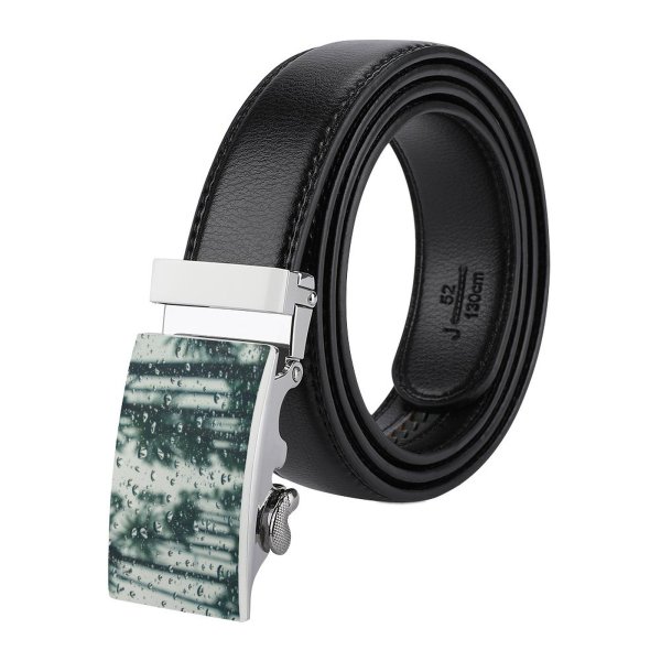 yanfind Belt  Dew Design Shining Palm Insubstantial Window Mist  Droplets Glass Men's Dress Casual Every Day Reversible Leather Belt