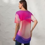yanfind V Neck T-shirt for Women Robert Kohlhuber Abstract Liquid Art Colorful Fluid Waves Summer Top  Short Sleeve Casual Loose