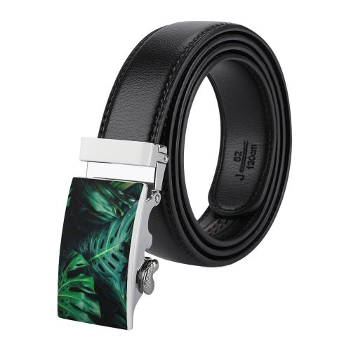 yanfind Belt Beautiful Plant Story Colorful Instagram Growth Deliciosa Leaves Texture Monstera Men's Dress Casual Every Day Reversible Leather Belt