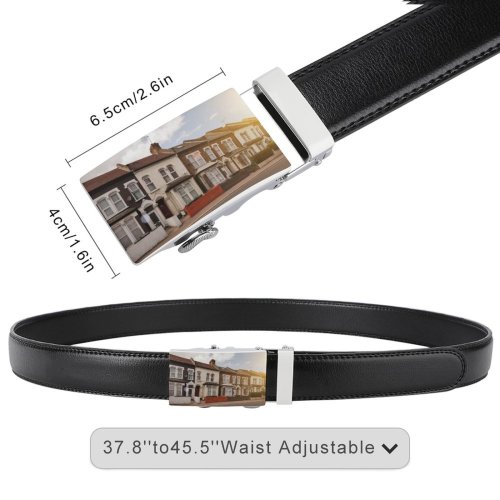yanfind Belt UK Row Poverty Architecture Estate Building Class Brick  Europe Ownership Home Men's Dress Casual Every Day Reversible Leather Belt