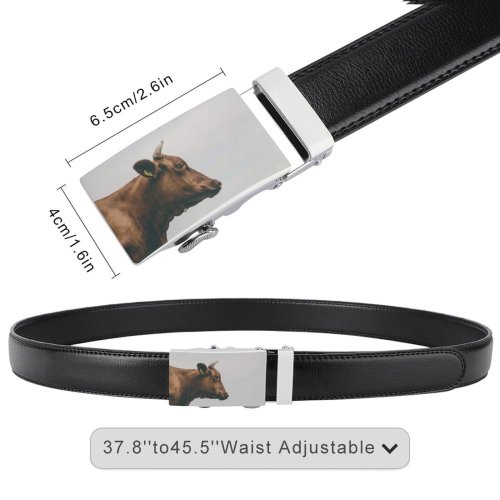 yanfind Belt  Daylight Farm Focus Outdoors Rural Cow Agriculture Horn Men's Dress Casual Every Day Reversible Leather Belt