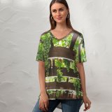 yanfind V Neck T-shirt for Women Flora Vine Vineyard Grapes Faistos Plant Hang Fruits Stock Free Wine Summer Top  Short Sleeve Casual Loose
