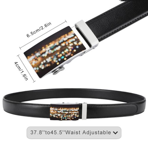 yanfind Belt  Festival Focus Dark Shining  Illuminated Lights Colorful Defocused Luminescence Disco Men's Dress Casual Every Day Reversible Leather Belt
