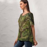 yanfind V Neck T-shirt for Women Land Flora HQ Landscape Public Wallpapers Fantasy Plant Outdoors Tree Forest Summer Top  Short Sleeve Casual Loose