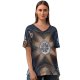 yanfind V Neck T-shirt for Women Otto Berkeley Ely Cathedral Ancient Architecture Cathedral Dome Stained Glass United Kingdom Summer Top  Short Sleeve Casual Loose