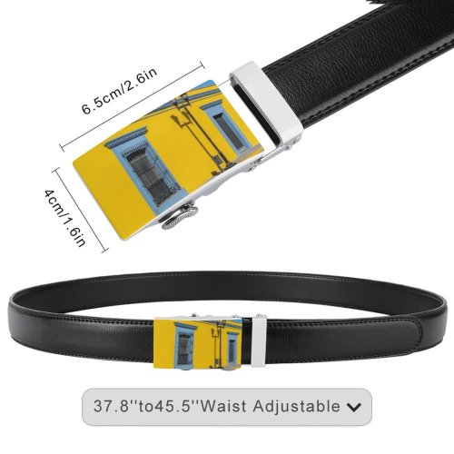 yanfind Belt Spanish Colonial Cultures Glass Architecture Building UNESCO Mexican Light Town Entrance Entering Men's Dress Casual Every Day Reversible Leather Belt