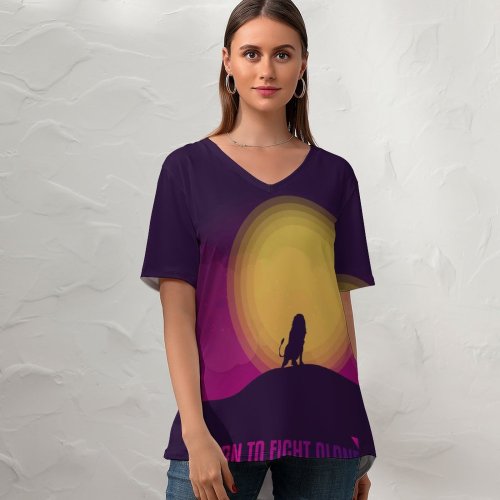 yanfind V Neck T-shirt for Women Quotes Learn Fight Alone Popular Quotes Inspirational Quotes Inspiring Motivational Summer Top  Short Sleeve Casual Loose