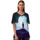yanfind V Neck T-shirt for Women Shaurya Singh Fantasy Boy Kid Alone Silhouette Moon Night Clouds Starry Sky Summer Top  Short Sleeve Casual Loose